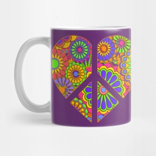 Love Flower Power Peace Sign Heart Mug